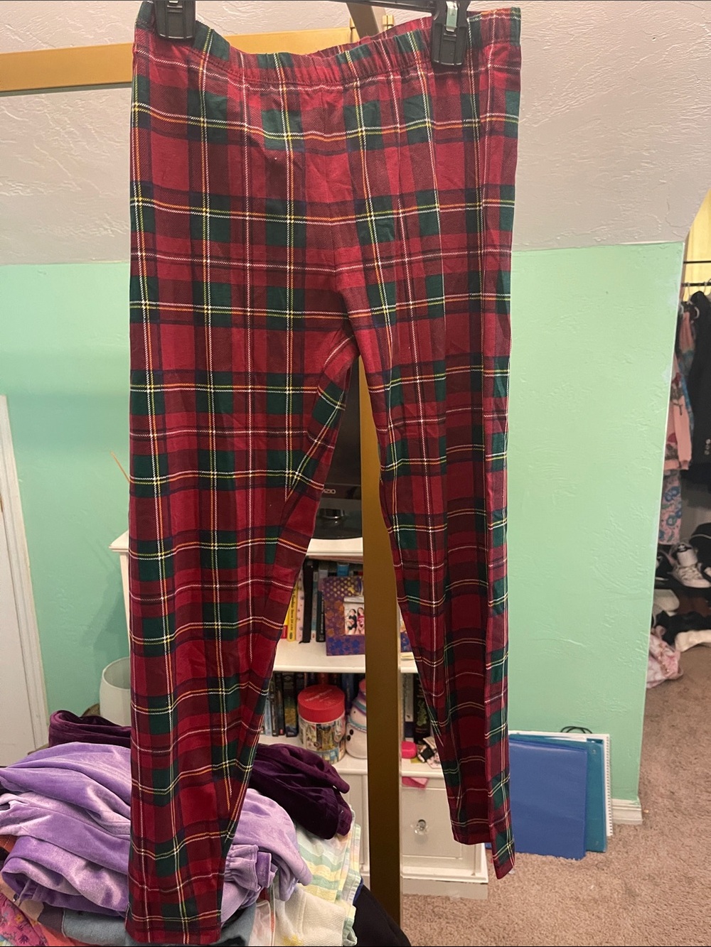 Ralph Lauren Red and Green Plaid Kids Leggings